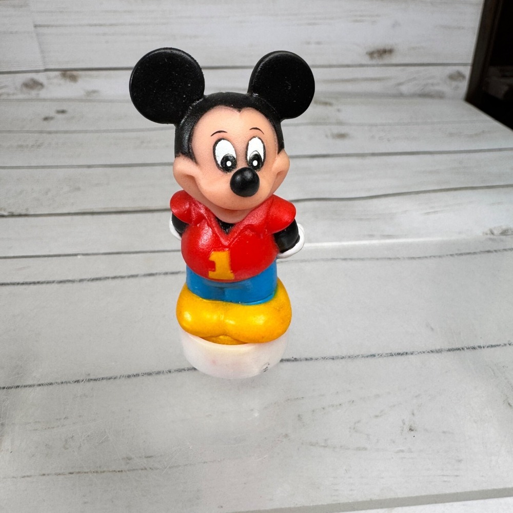Vtg Disney Mickey Mouse Stamper figure Rubber Toy Red Shirt #1 Base Hong Kong
